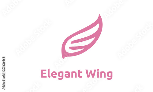 Beauty Flying Bird Wings Initial Letter E Logo design