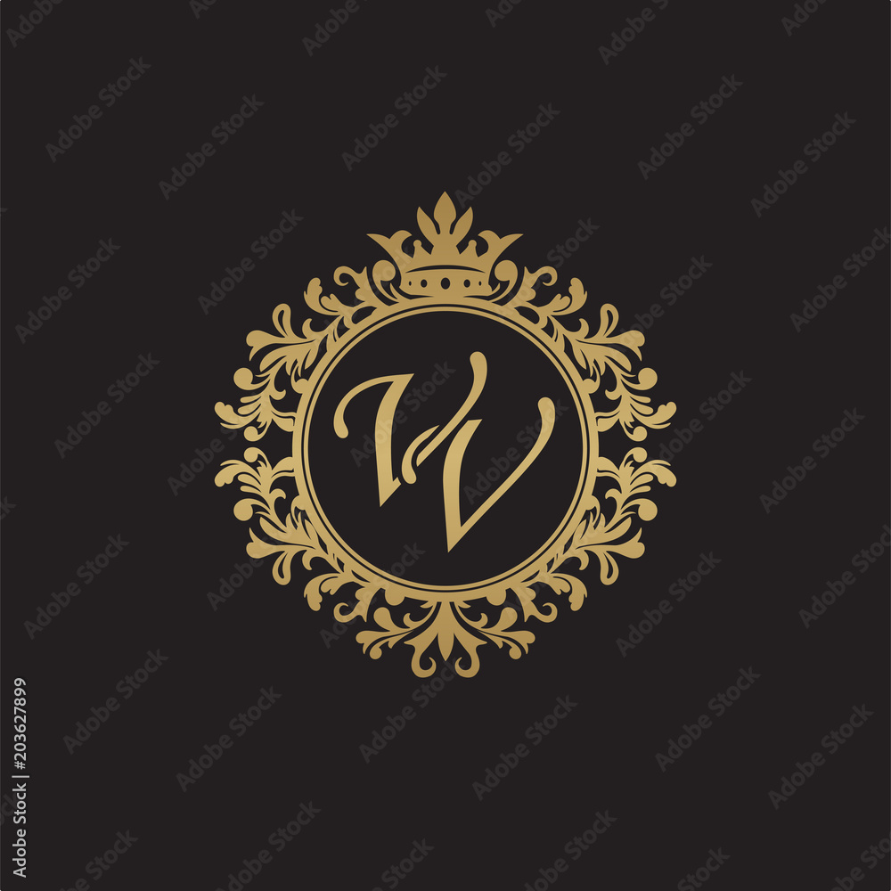 Initial letter VV, overlapping monogram logo, decorative ornament badge, elegant luxury golden color Initial letter VV, overlapping monogram logo, decorative ornament badge, elegant luxury golden color