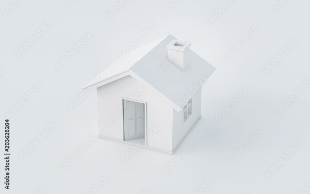3D rendering of simple house isolated on white background with clipping path. White schematic mass for real estate conceptual. 3D rendering of simple house isolated on white background with clipping path. White schematic mass for real estate conceptual.