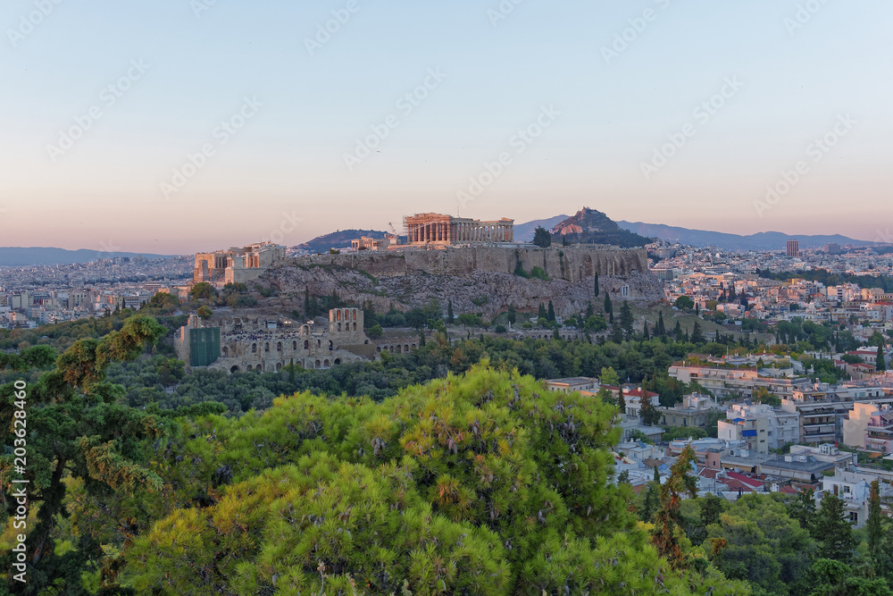 Athens Greece, Parthenon and Acropolis panoramic view