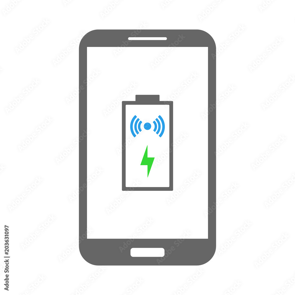 Smartphone battery wireless charging. Vector icon.n. Smartphone battery wireless charging. Vector icon.n.