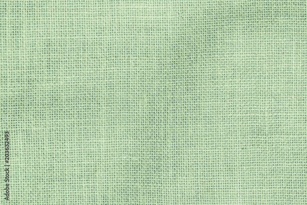 Fototapeta premium Hessian sackcloth woven texture pattern background in light pale green earth color