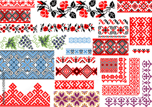 Collection of 25 Seamless Ethnic Patterns for Embroidery Stitch