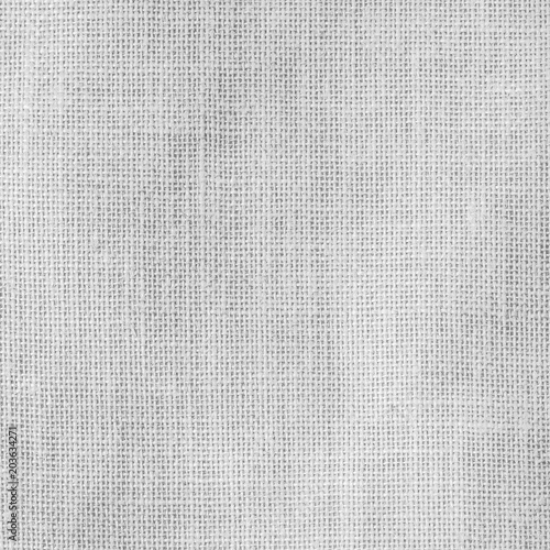 Hessian sackcloth woven texture background in light white gray