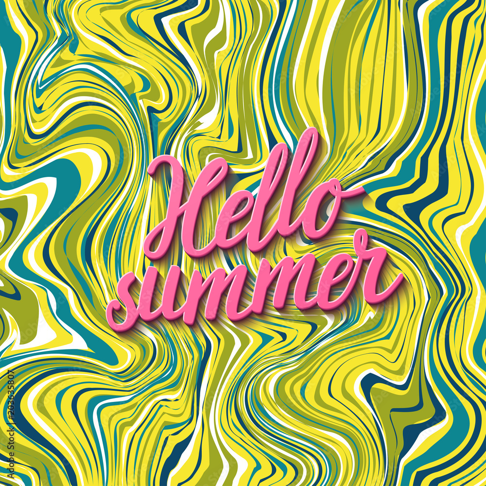 Vector bright summer card with beautiful marble texture and hand written text Vector bright summer card with beautiful marble texture and hand written text