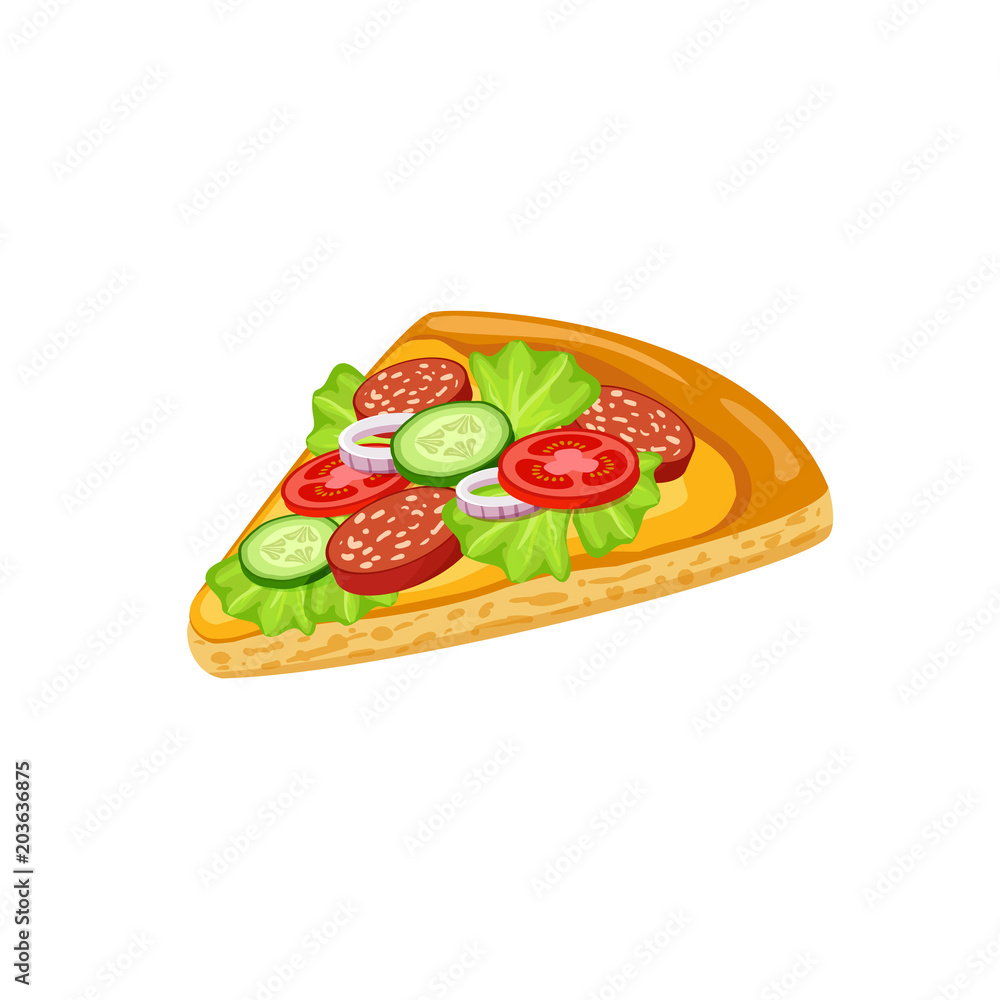 Pizza slice isolated on white background. Fast Food. Vector Icon. Pizza slice isolated on white background. Fast Food. Vector Icon.