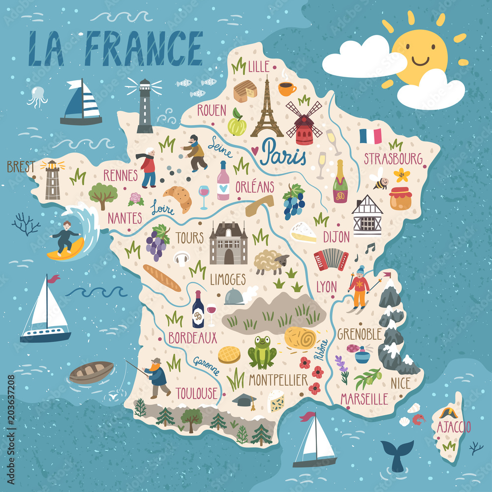 Photographie Vector stylized map of France - Acheter-le sur Europosters.fr