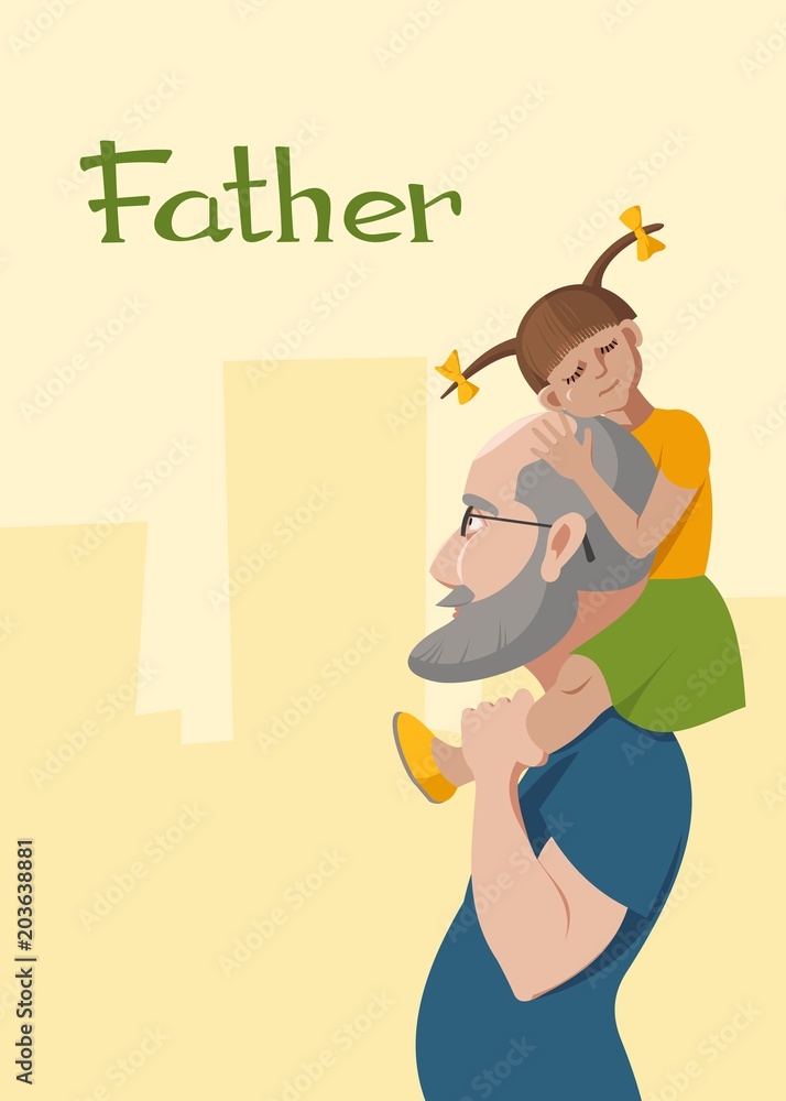daddy carrying a small daughter on his shoulders daddy carrying a small daughter on his shoulders