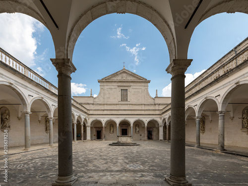 Cloister of Benedictine abbey of Montecassino. Italy