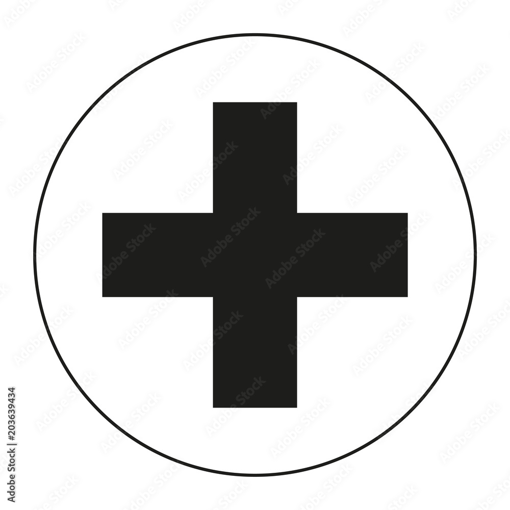Obraz premium Black and white medical cross symbol silhouette