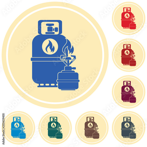 Camping stove with gas bottle icon