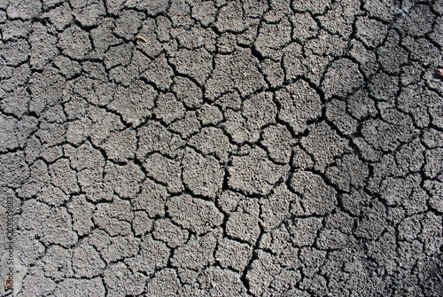 Dry ground cracked texture, horizontal background top view