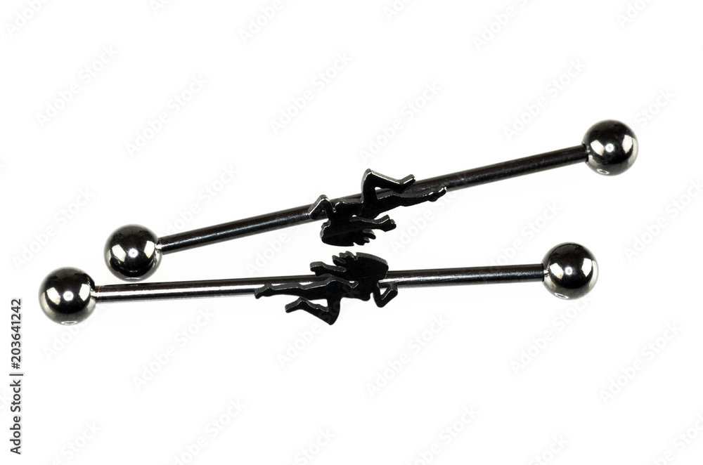 Black stainless steel piercing, with sign Black stainless steel piercing, with sign