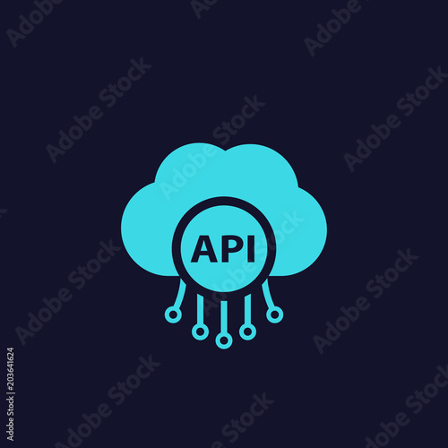 API, application programming interface, cloud software vector icon