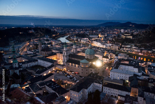 Panoramic view from Salzburg Fortress at sunset Austria © Roman
