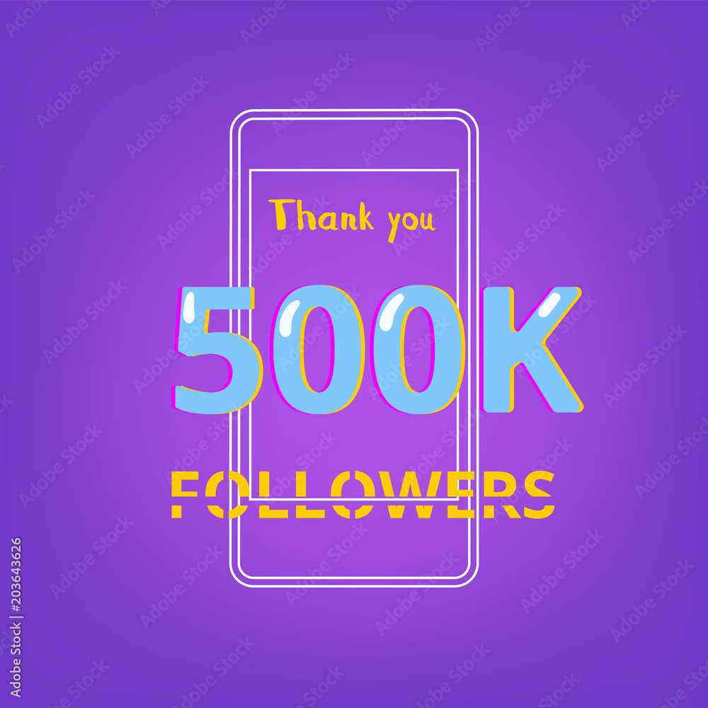 500K Followers thank you banner. Vector illustration. 500K Followers thank you banner. Vector illustration.