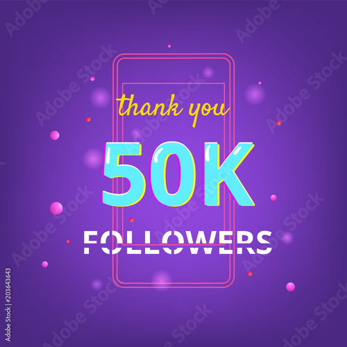 50K Followers thank you banner. Vector illustration.