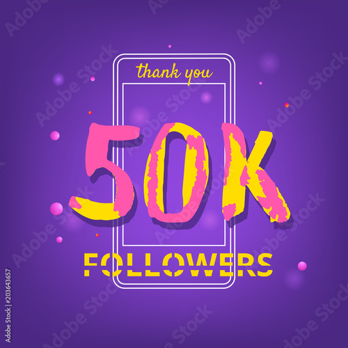 50K Followers thank you banner. Vector illustration.