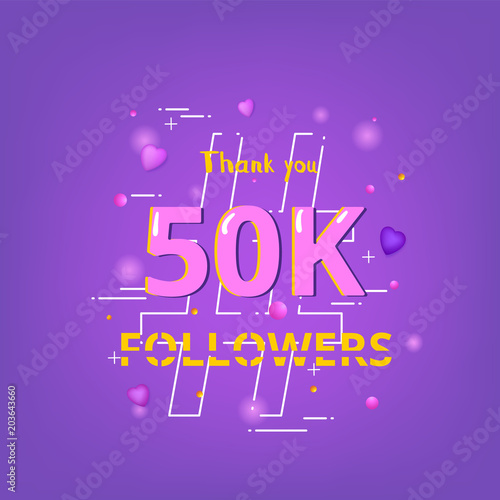 50K Followers thank you banner. Vector illustration.