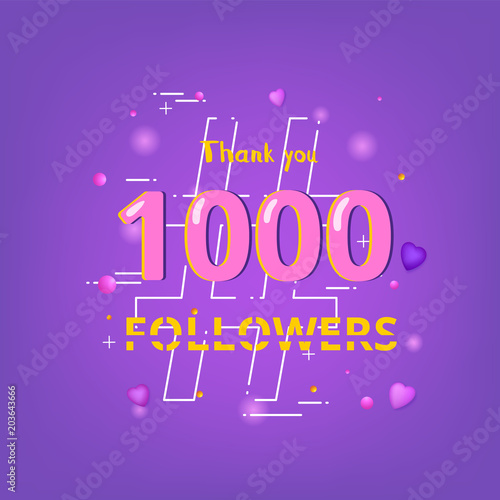 Followers thank you banner. Vector illustration.