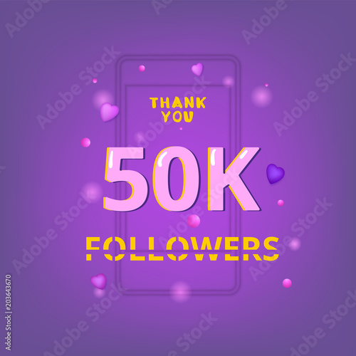 50K Followers thank you banner. Vector illustration.