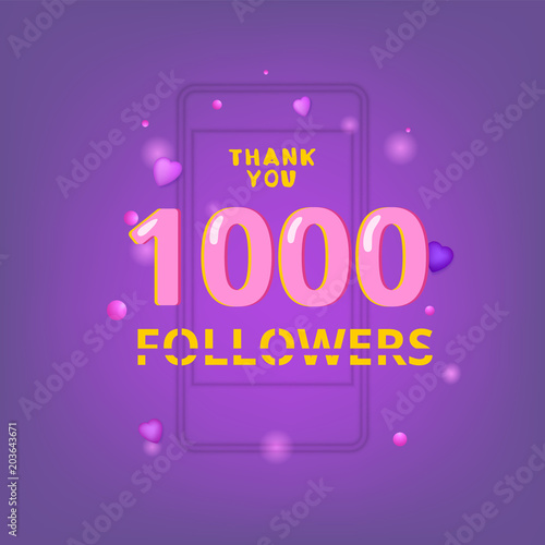 1K Followers thank you banner. Vector illustration.
