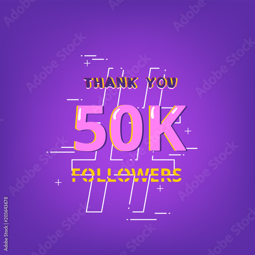 50000 Followers thank you banner. Vector illustration.