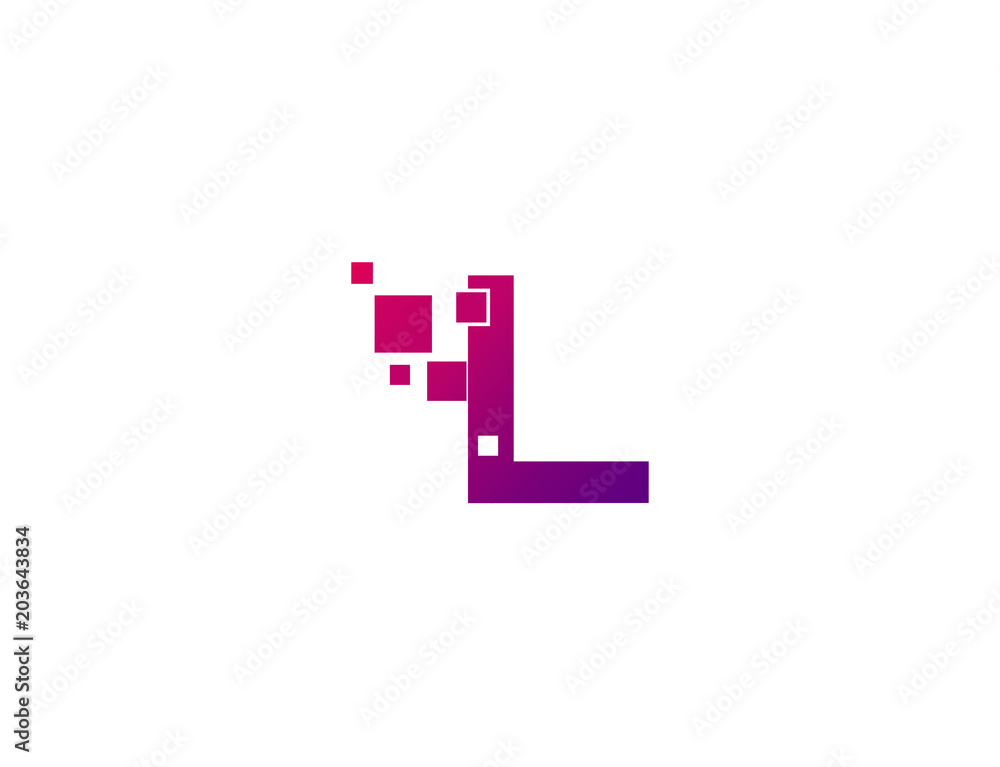 Letter L pixel logo design template Letter L pixel logo design template