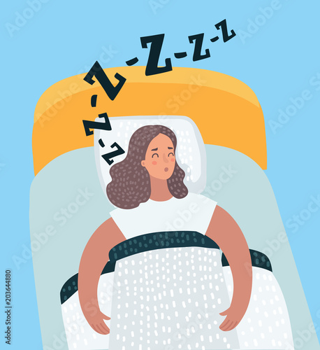 Woman sleeping at night in her bed.