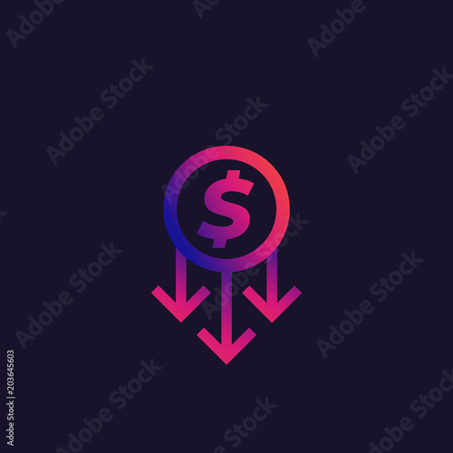cost reduction or money refund vector icon