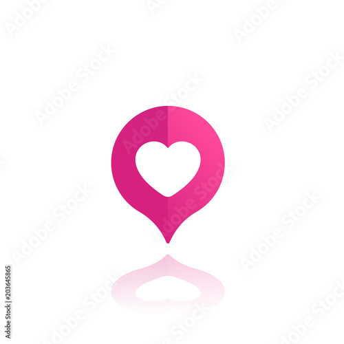 dating service vector icon, heart and pin
