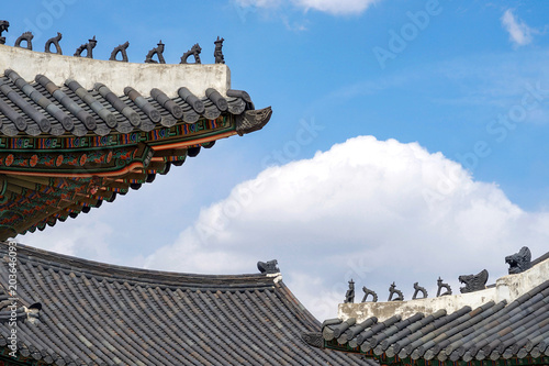 Gyeongbokgung palace roof with sky and cloud photo