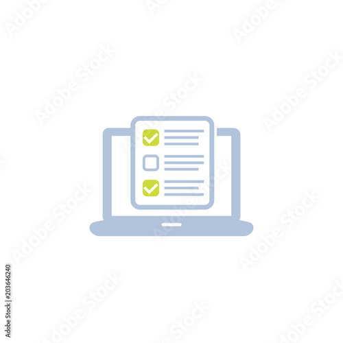 online survey form in laptop icon on white