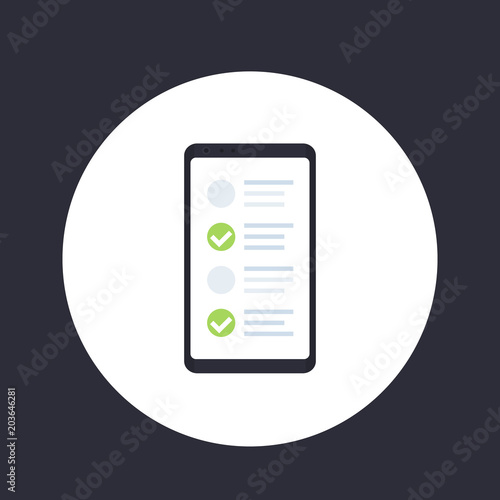 online survey form in smartphone vector icon
