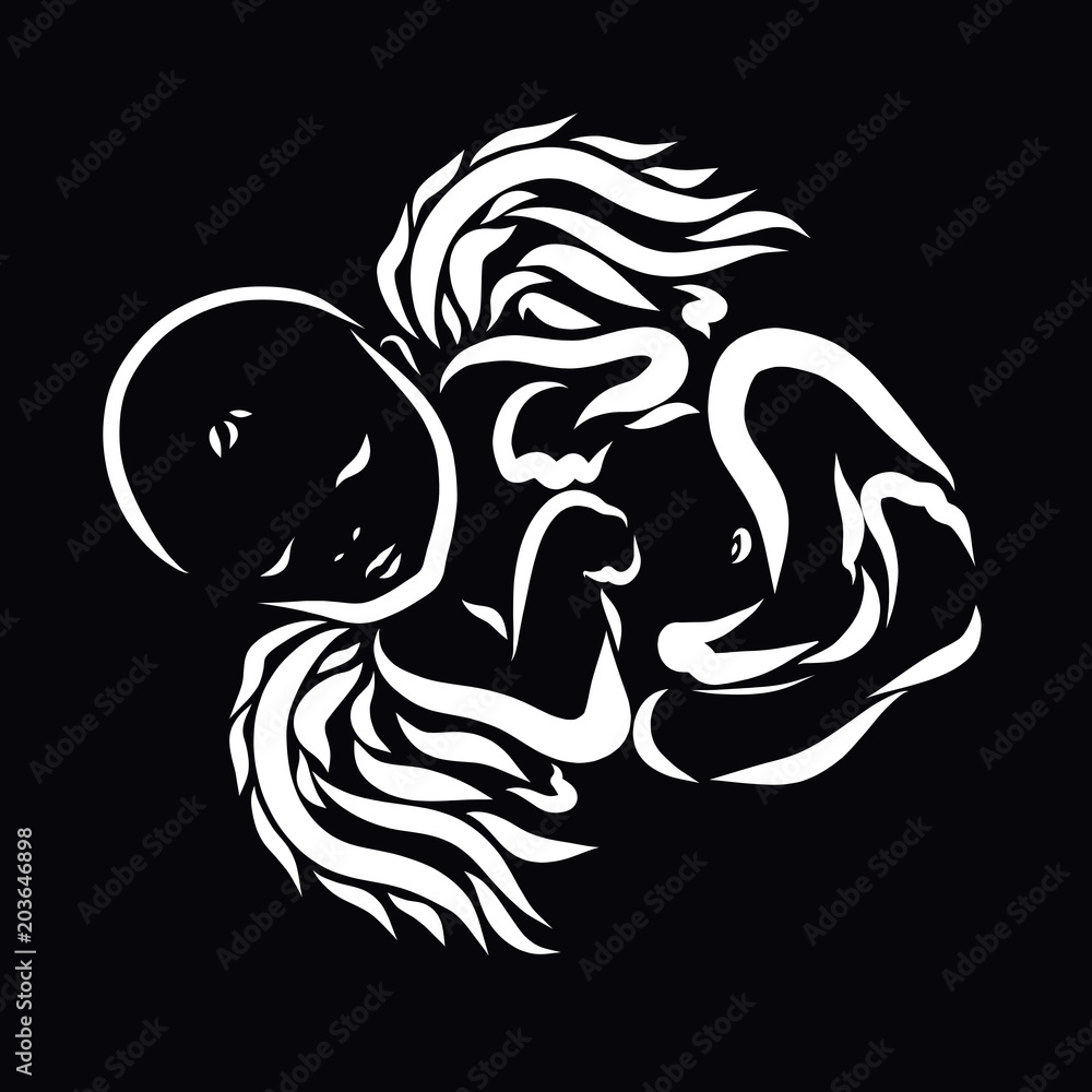 A sleeping winged baby on a black background A sleeping winged baby on a black background