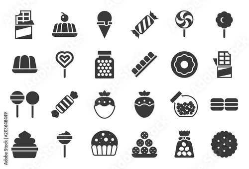 Sweets and candy icon set 1/2, solid design