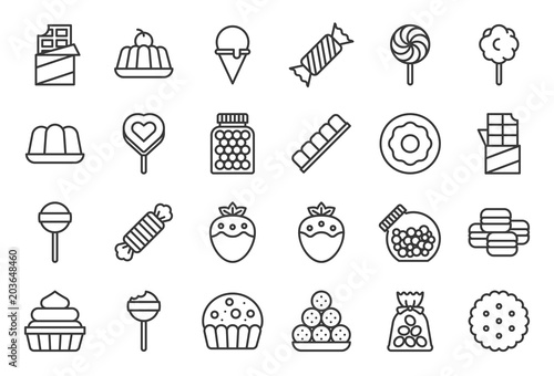 Sweets and candy icon set 1/2, line icon set