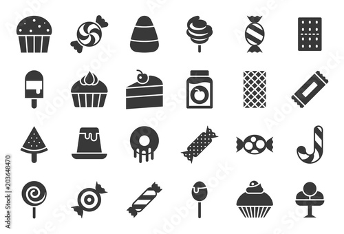 Sweets and candy icon set 2/2, glyph icons
