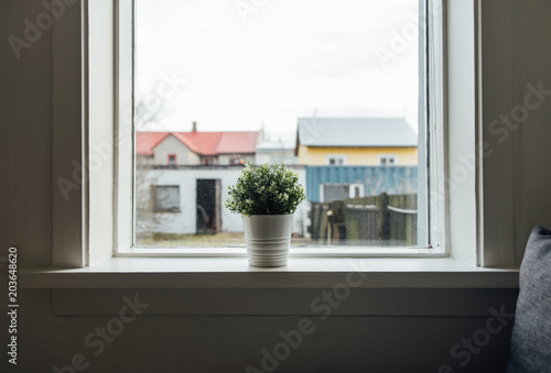 Icelandic details in front of the window  home interior in Iceland