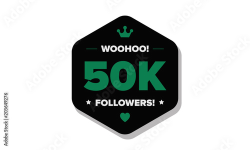  Woohoo 50K Followers Sticker for Social Media Page or Profile Post