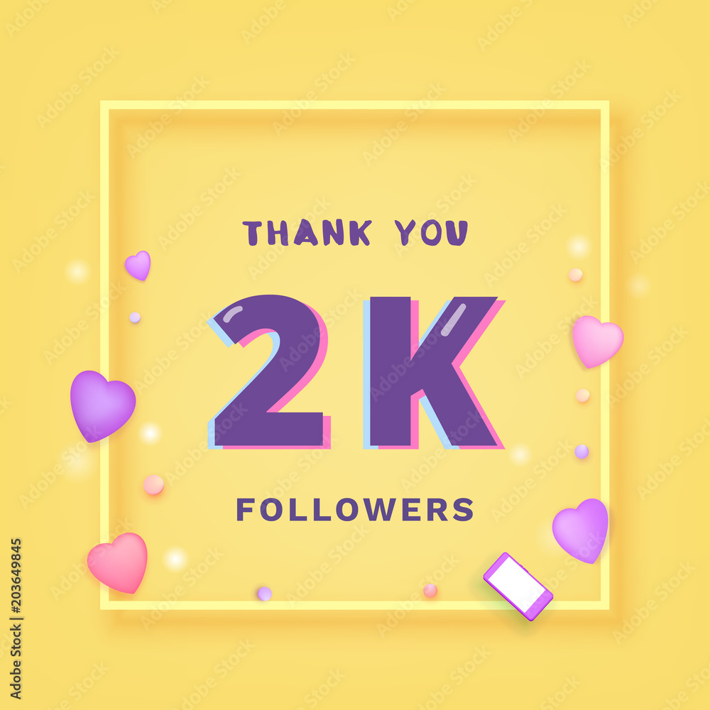 Fototapeta premium 2K followers thank you. Vector illustration.