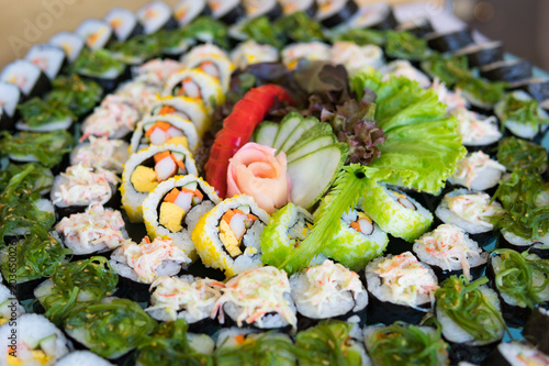 Set of sushi. Traditional Japanese food photo