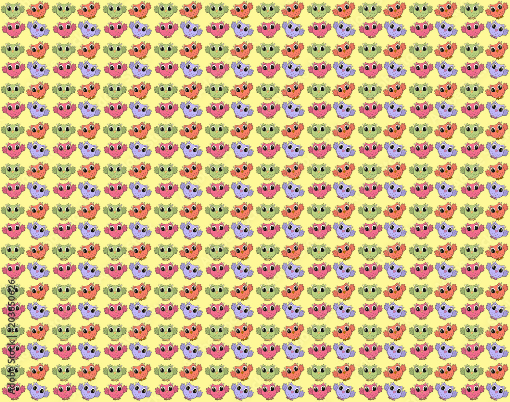 Cheerful colorful background with funny owls Cheerful colorful background with funny owls