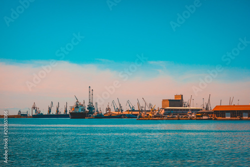 industrial harbor without logos at thessaloniki, greece