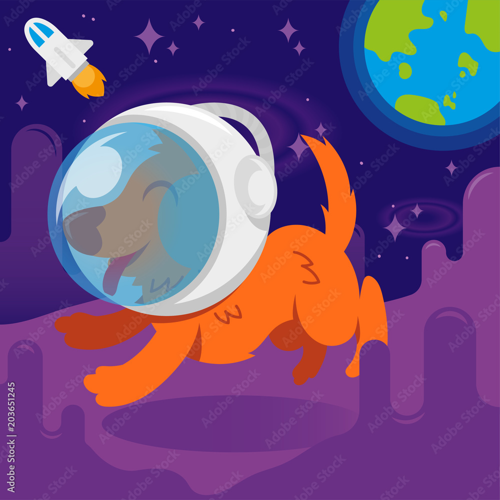 Dog astronaut  - obrazy, fototapety, plakaty 