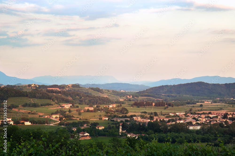 beautiful italian landscape, panoramic view from Rosazzo, Udine