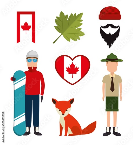 canadian culture set icons vector illustration design