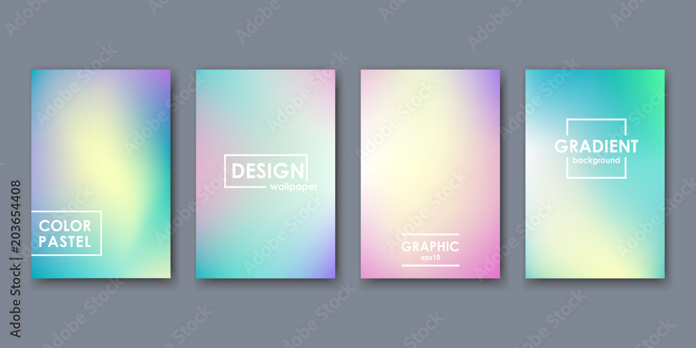 Abstract pastel color template for presentation background. Beauty gradient banner vector set.