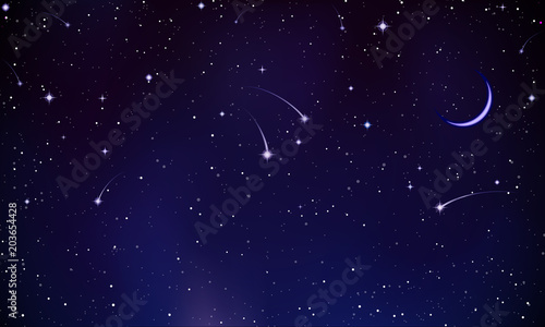 a mysterious night sky with comets