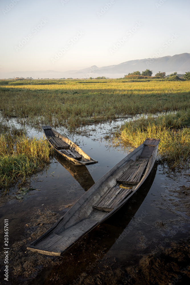 Obraz premium Boats on a field